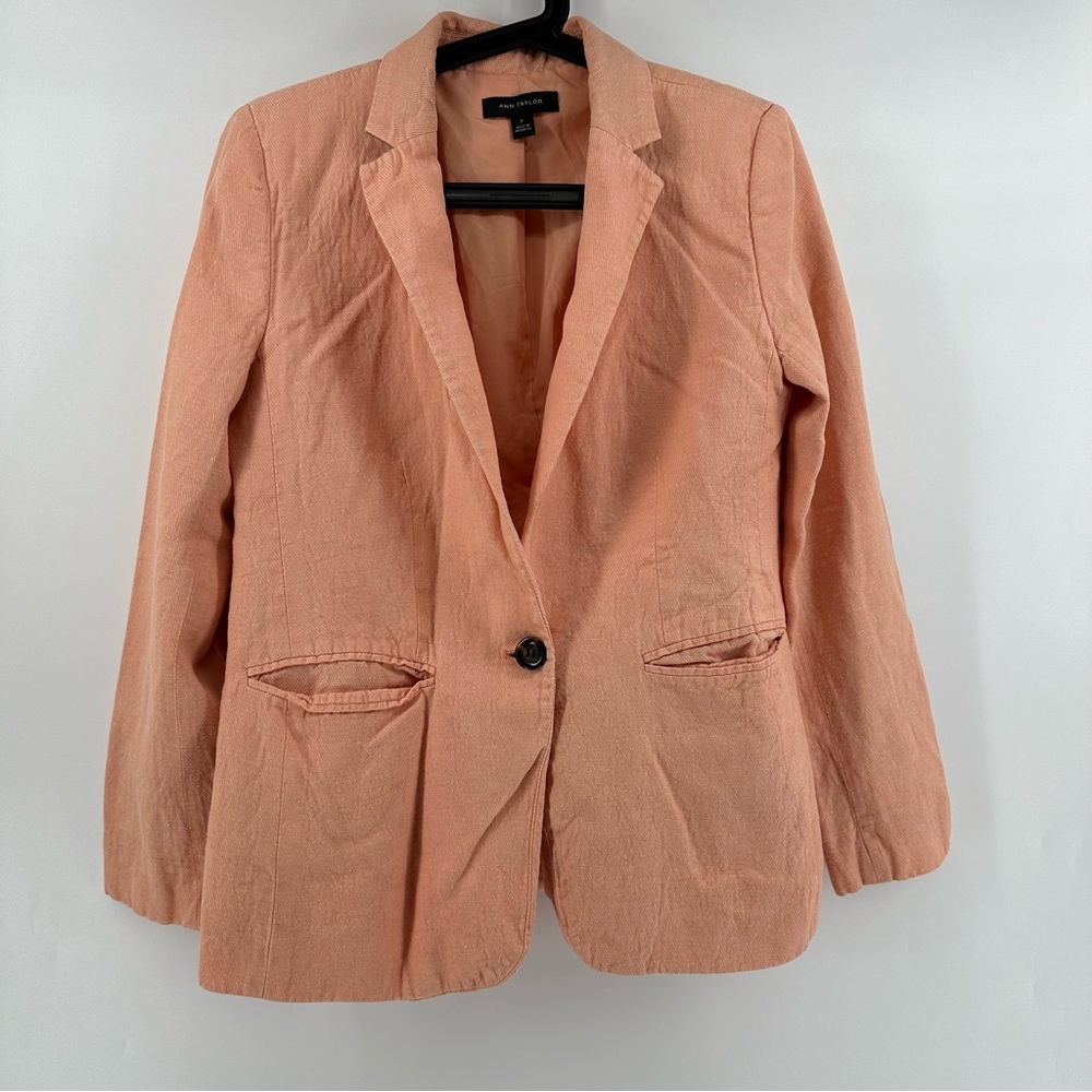 Ann Taylor Peach Linen Blend Blazer